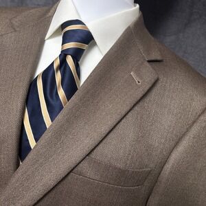 Jos A Bank Sport Coat 44L Brown Herringbone Silk Camelhair‎ Gordon Signature